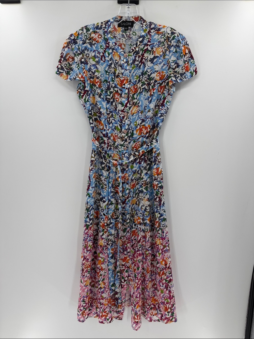 SALONI Women's 100% Silk Button Front Midi Dress - Multicolor - 6